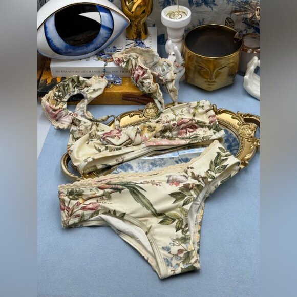 🆕 ZIMMERMANN KIDS 🧿 NWT Waverly Trim Frill Bikini Set, Cream Floral - Sz 10Y - Picture 4 of 11
